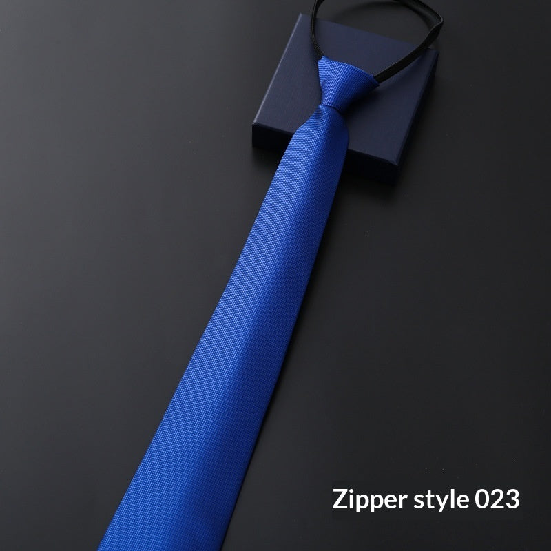 Men's Blue Striped Business Zipper Tie