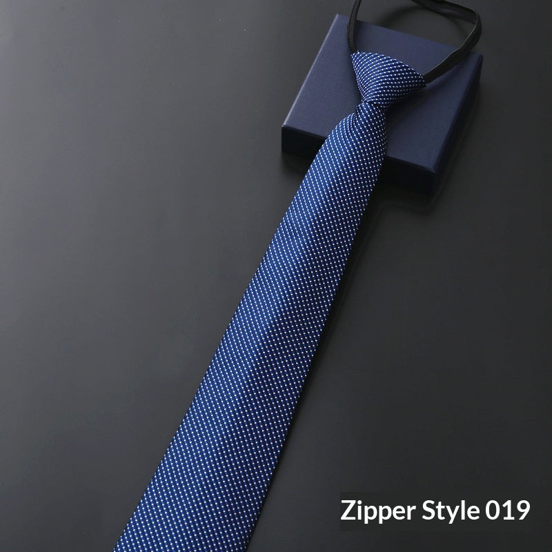 Men's Blue Striped Business Zipper Tie