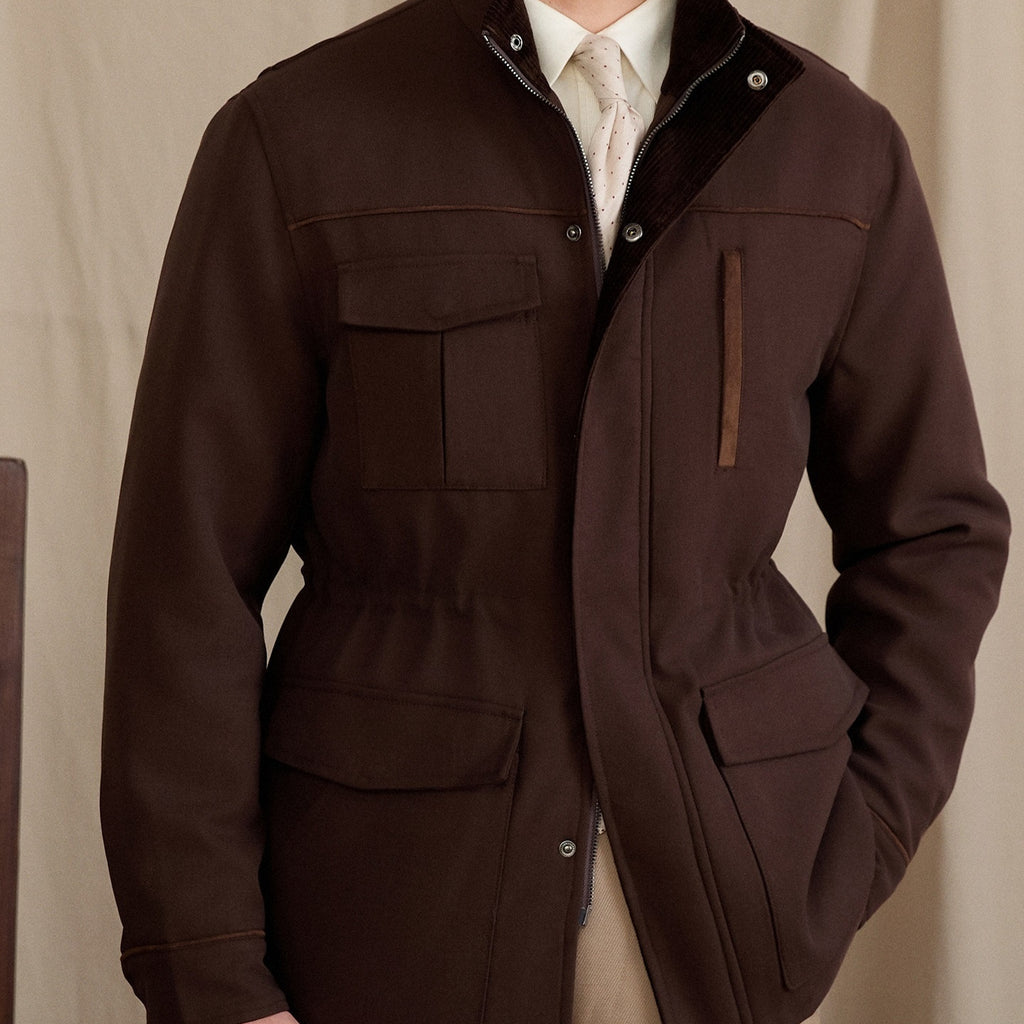 Veste Vintage Col Mao Ajustée