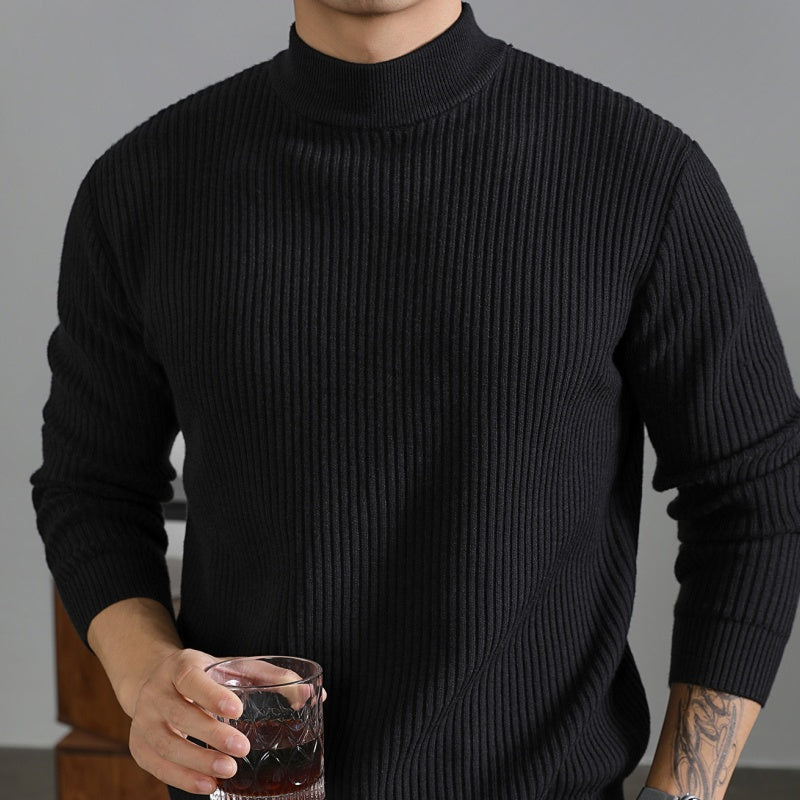 Turtleneck Sweater with Vertical Stripes