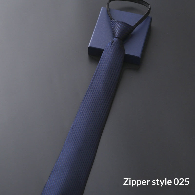 Men's Blue Striped Business Zipper Tie
