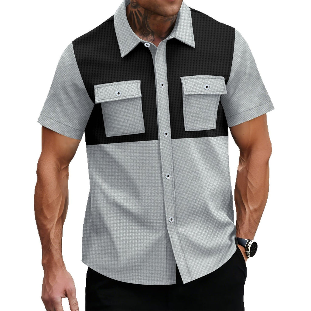 Men's Casual Short Sleeve Waffle Shirt