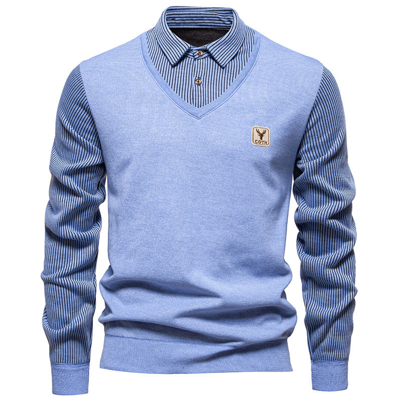 Striped Fleece-Lined Long Sleeve Shirt