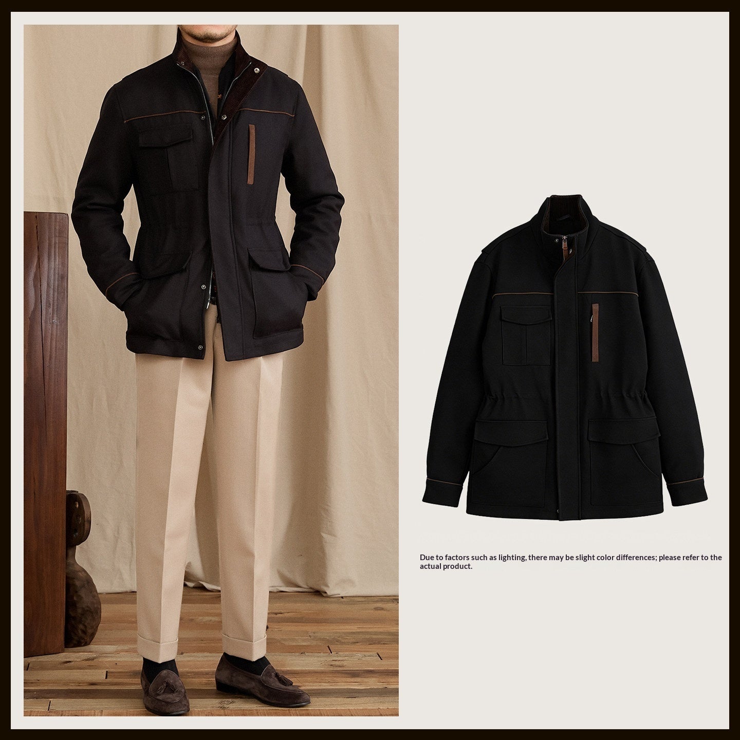 Veste Vintage Col Mao Ajustée