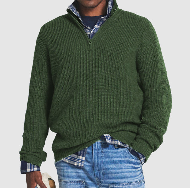 Casual Business Sweater with High Neck and Zip