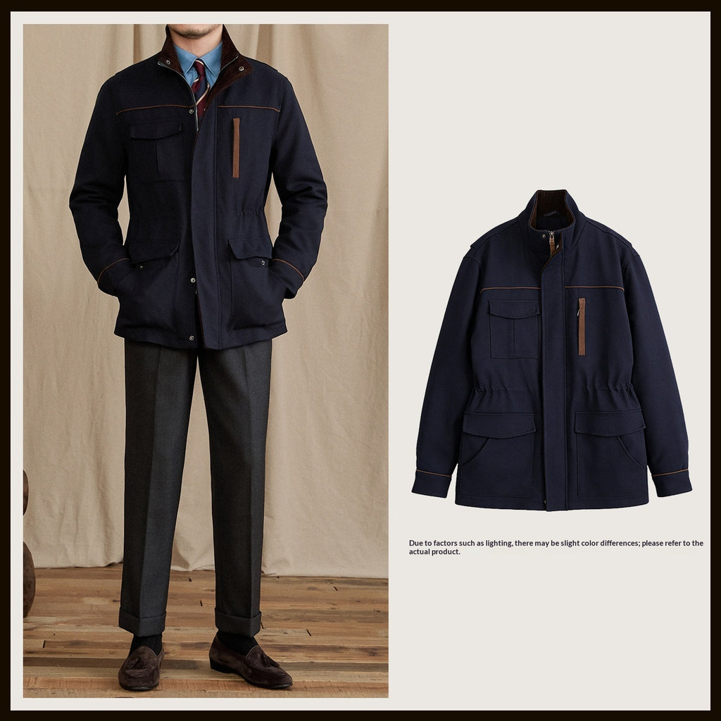 Veste Vintage Col Mao Ajustée