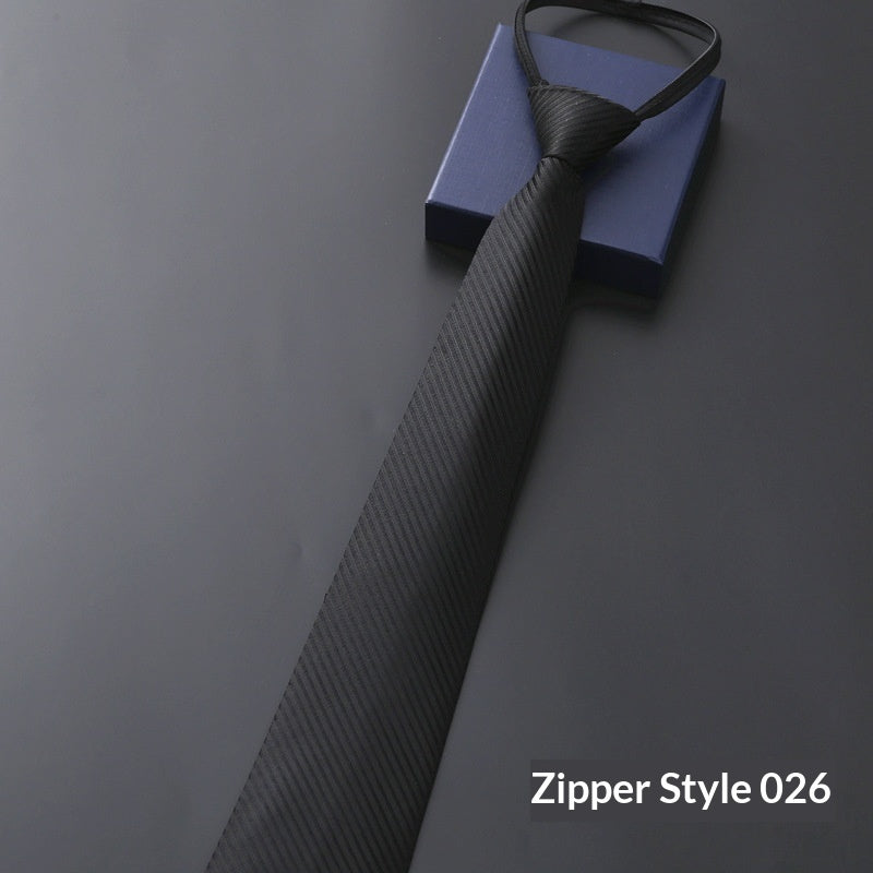 Men's Blue Striped Business Zipper Tie
