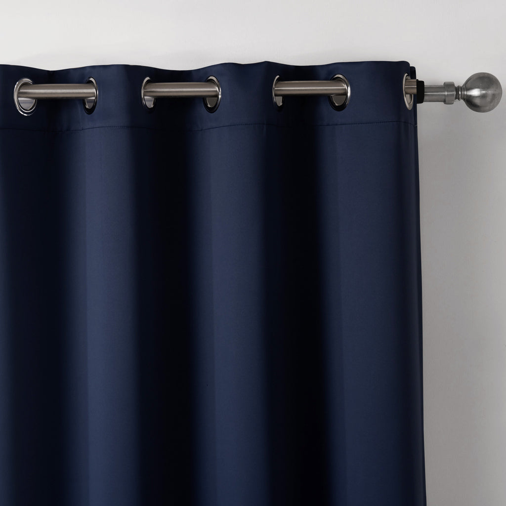 Dark Blue Printed Blackout Curtains for Bedroom