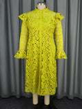 Lace Cardigan Dress with High Neck