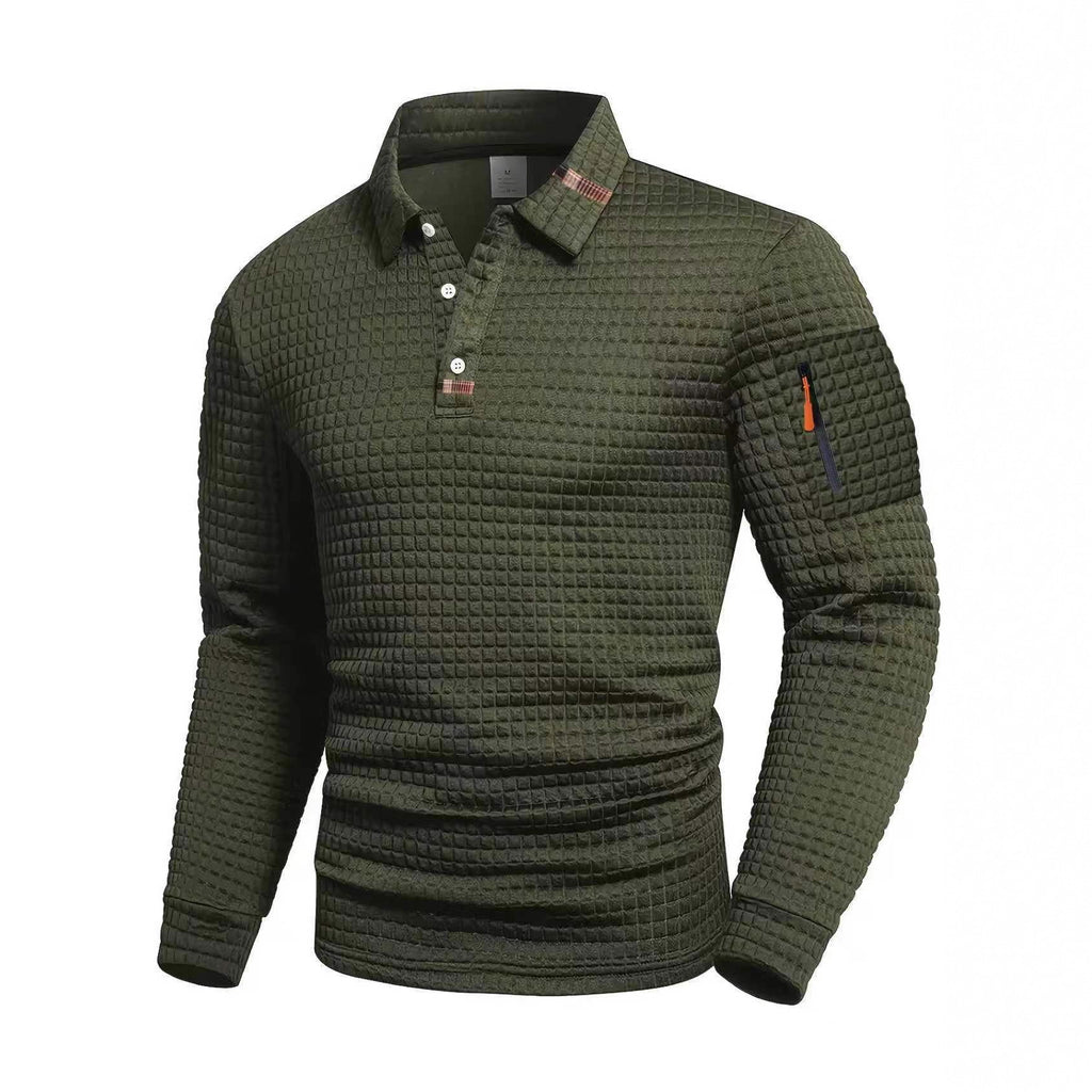 Casual Checkered Patchwork Polo Shirt