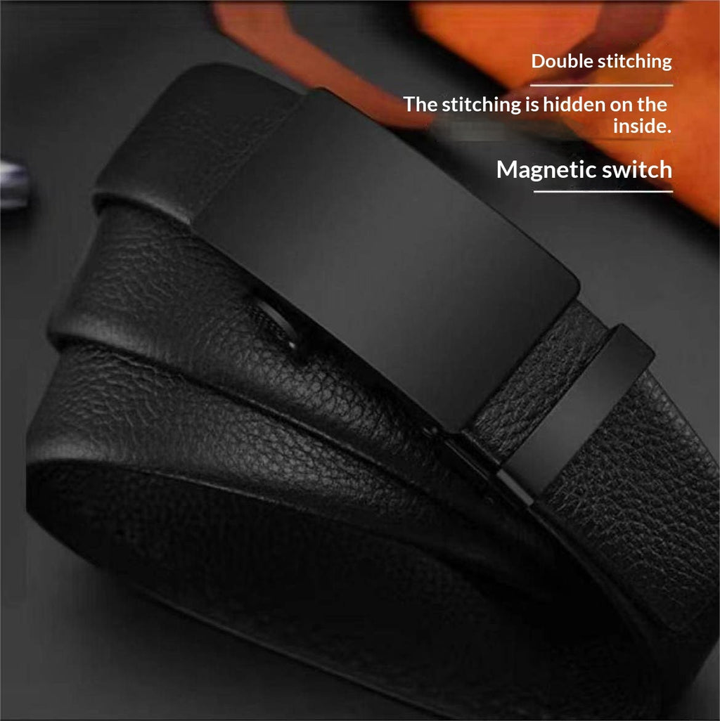 Men's Leather Belt with Automatic Buckle