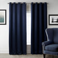 Dark Blue Printed Blackout Curtains for Bedroom