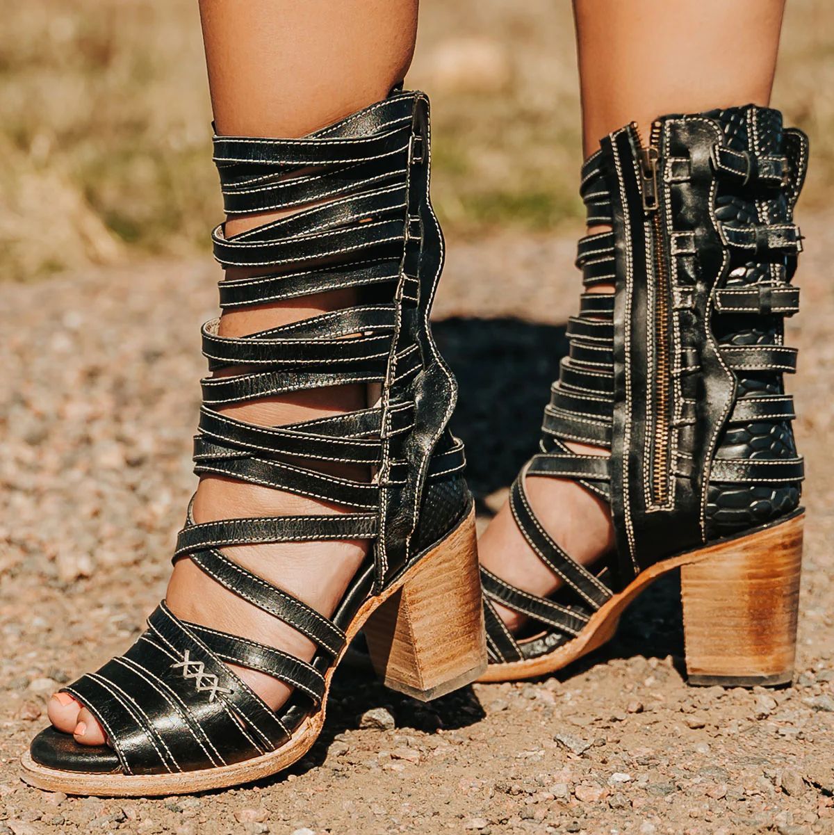 Women's Retro Openwork Stiletto Strap Sandals