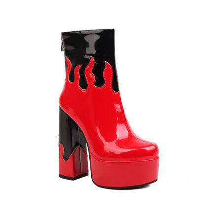 Women's Two-Tone Patent Leather Ankle Boots