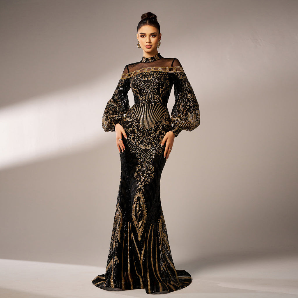 Sequined Fishtail Evening Dress