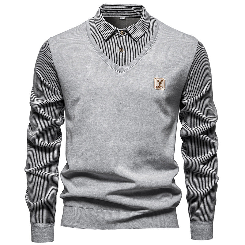 Striped Fleece-Lined Long Sleeve Shirt