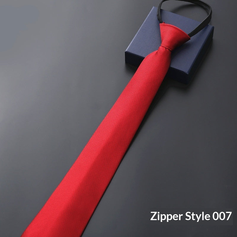 Men's Blue Striped Business Zipper Tie