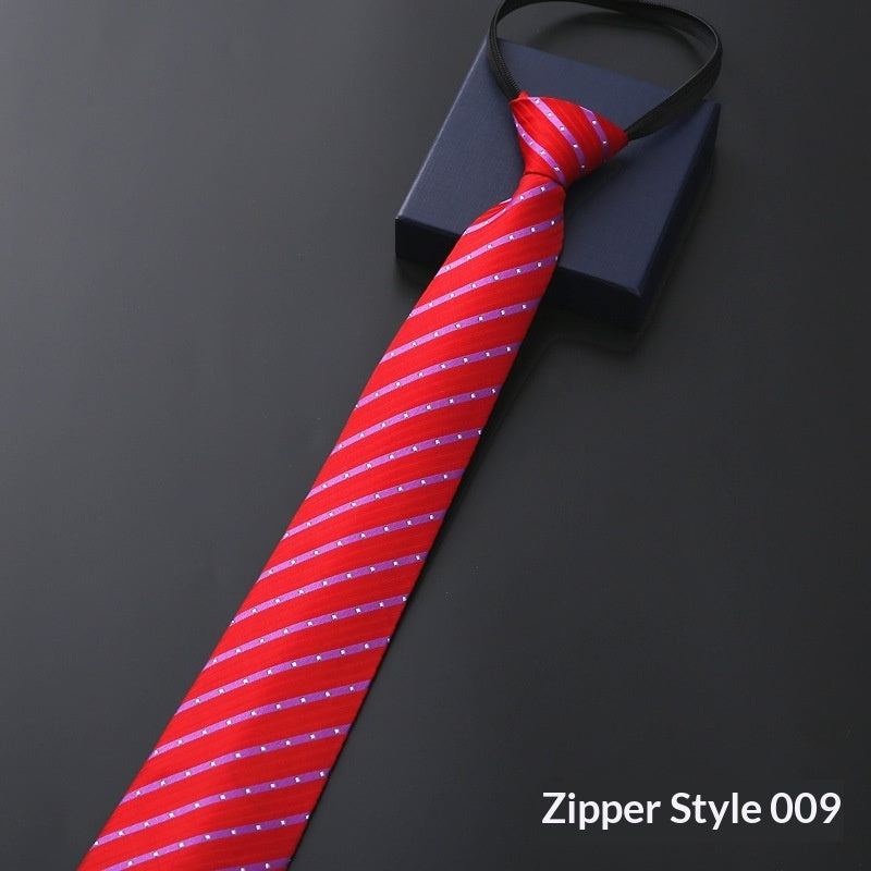 Men's Blue Striped Business Zipper Tie