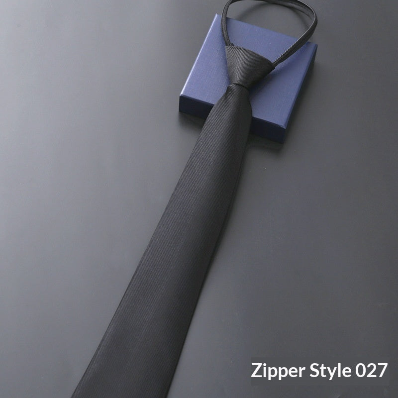 Men's Blue Striped Business Zipper Tie