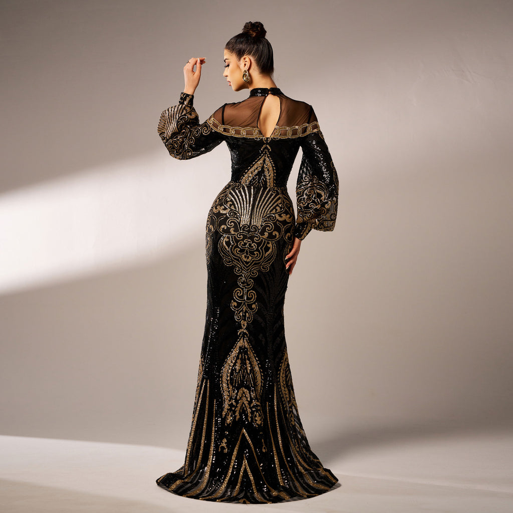 Sequined Fishtail Evening Dress