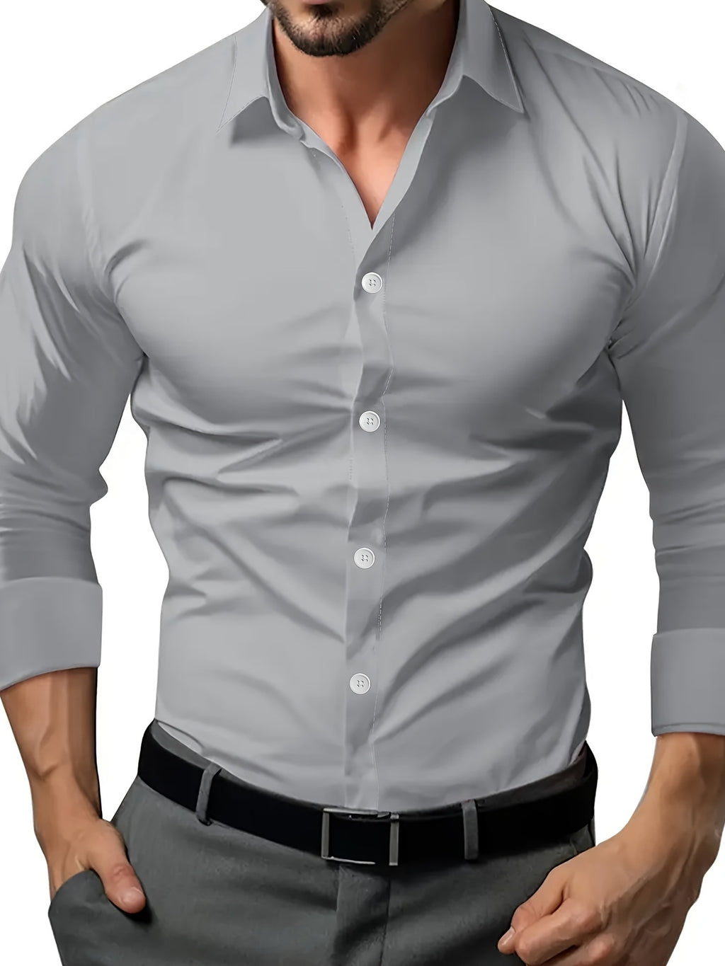 Semi-transparent polyester dress shirt