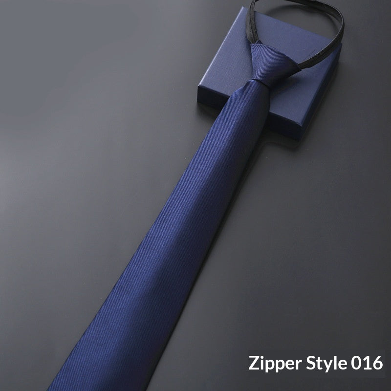 Men's Blue Striped Business Zipper Tie