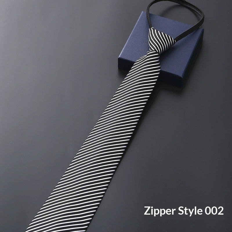 Men's Blue Striped Business Zipper Tie
