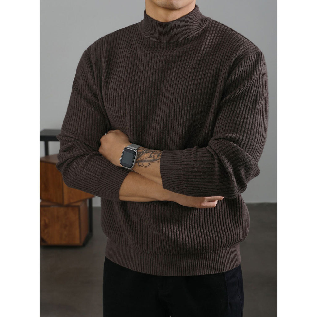 Turtleneck Sweater with Vertical Stripes
