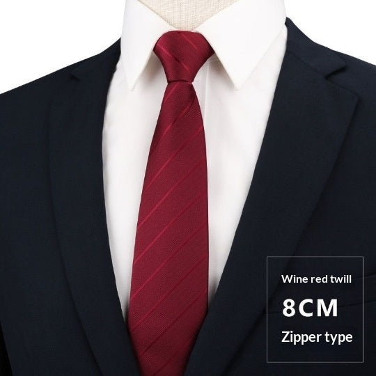 Men's Blue Striped Business Zipper Tie