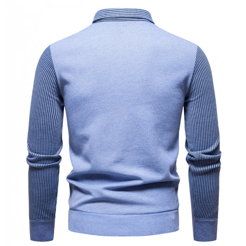 Striped Fleece-Lined Long Sleeve Shirt