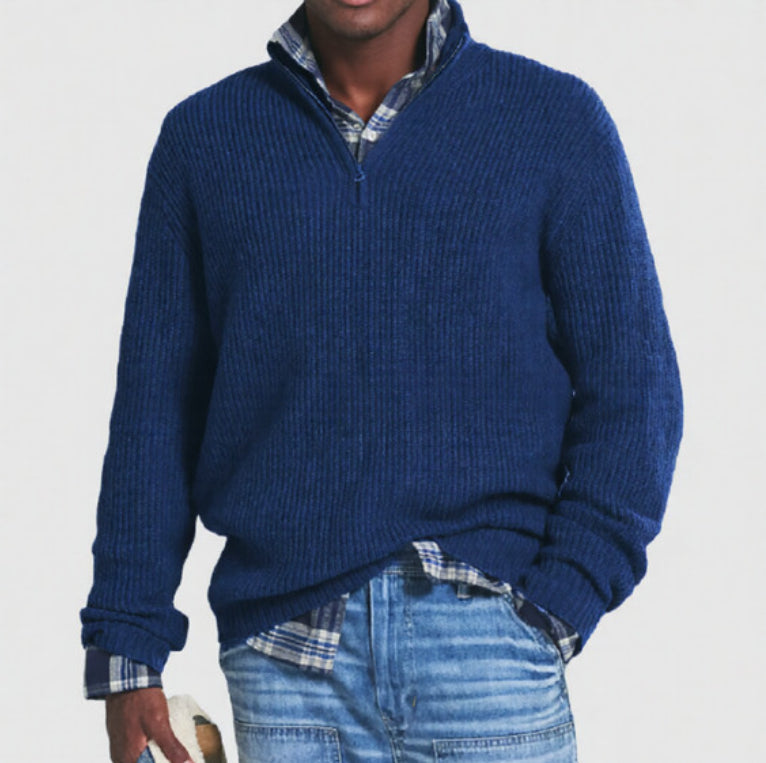 Casual Business Sweater with High Neck and Zip