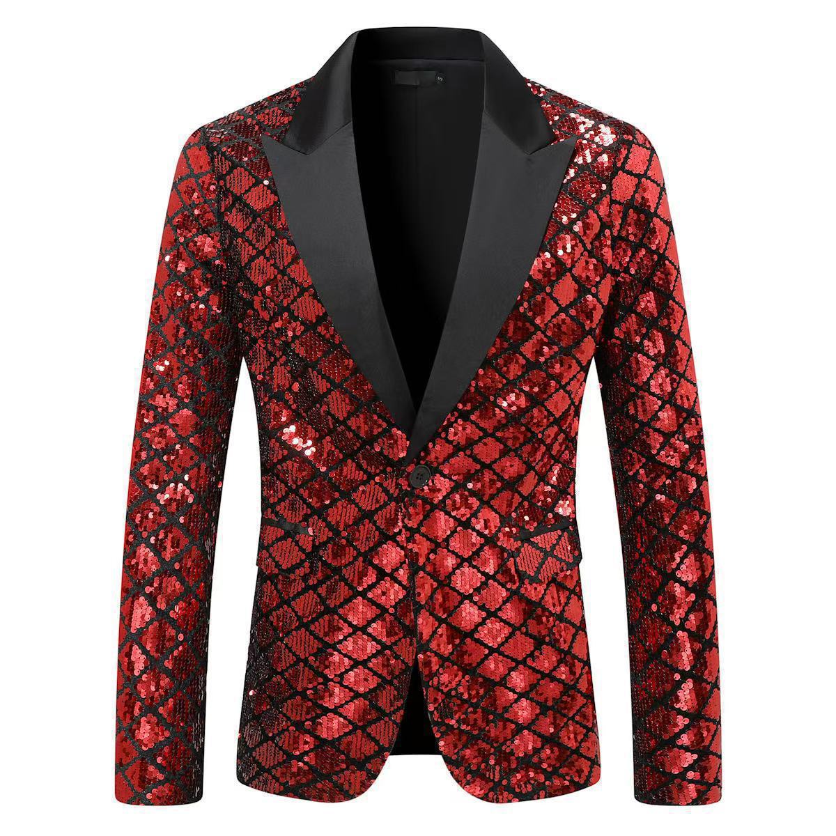 Diamond-patterned sequined costume