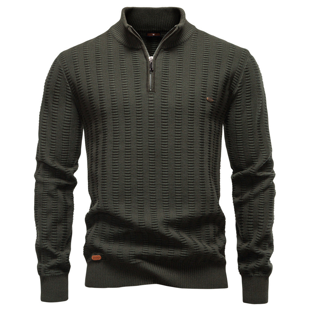 Striped Jacquard High Neck Sweater