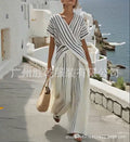 Striped Top and Wide Leg Pants Set