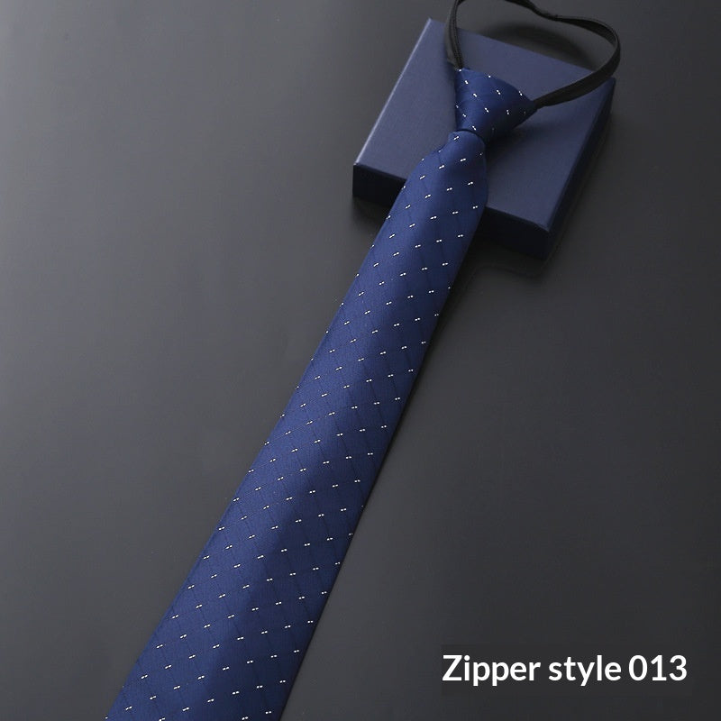 Men's Blue Striped Business Zipper Tie