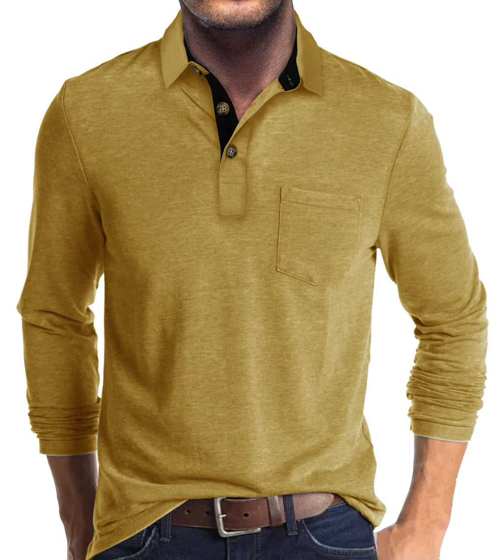 Men's Long Sleeve T-Shirt with Turn-Down Collar for Winter
