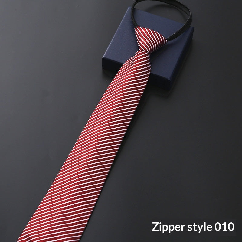 Men's Blue Striped Business Zipper Tie