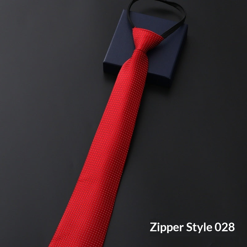 Men's Blue Striped Business Zipper Tie