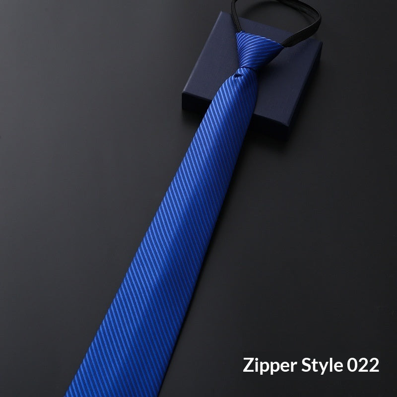 Men's Blue Striped Business Zipper Tie