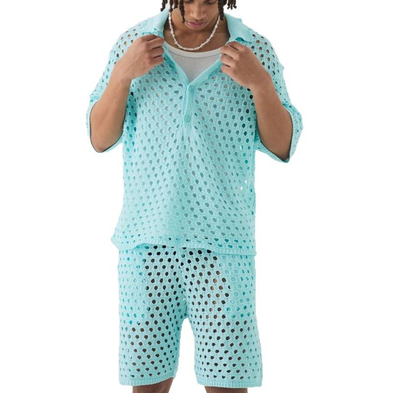 Knitted Polo Shirt and Shorts Set