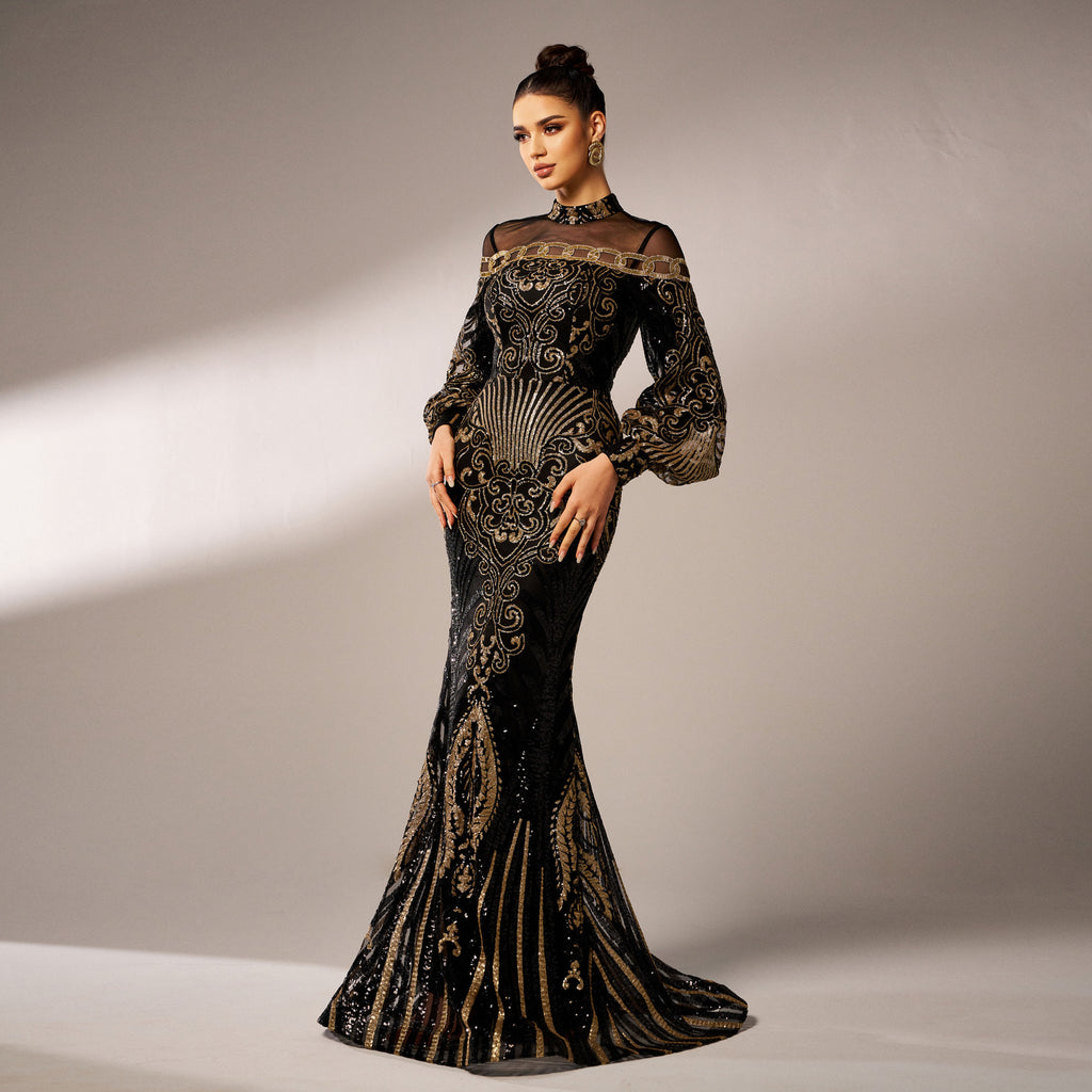 Sequined Fishtail Evening Dress