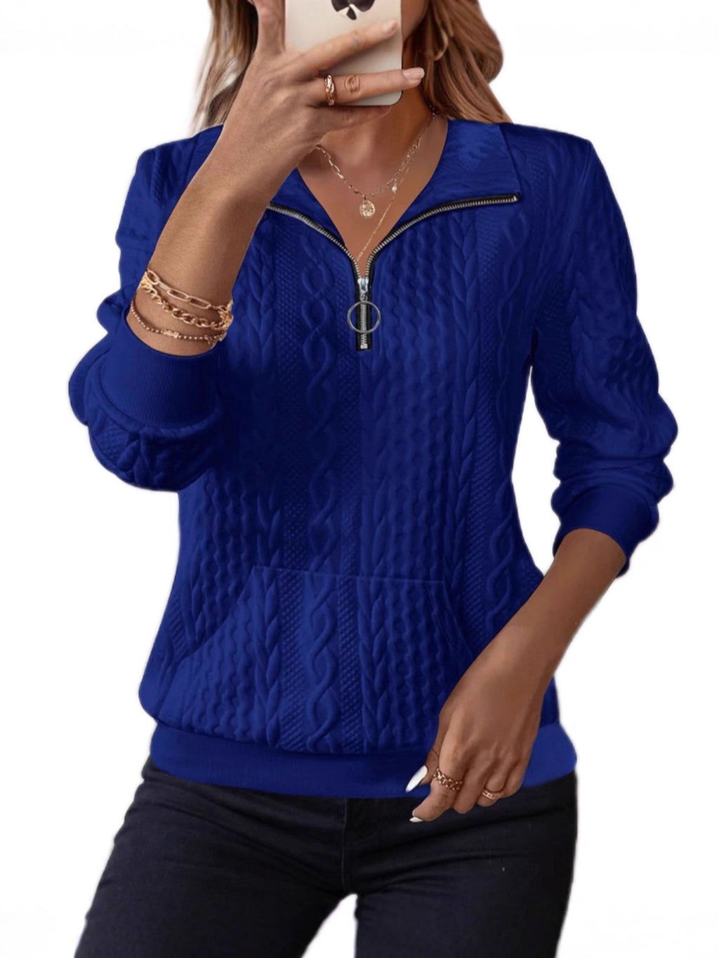 Women's Hoodie with Turn-Down Collar