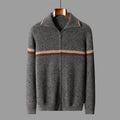 High Neck Horizontal Stripes Cardigan