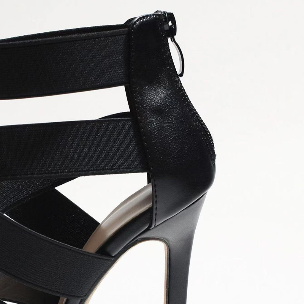 Women's High Heel Sandals with Back Zipper