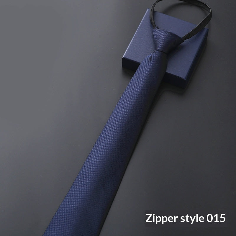 Men's Blue Striped Business Zipper Tie