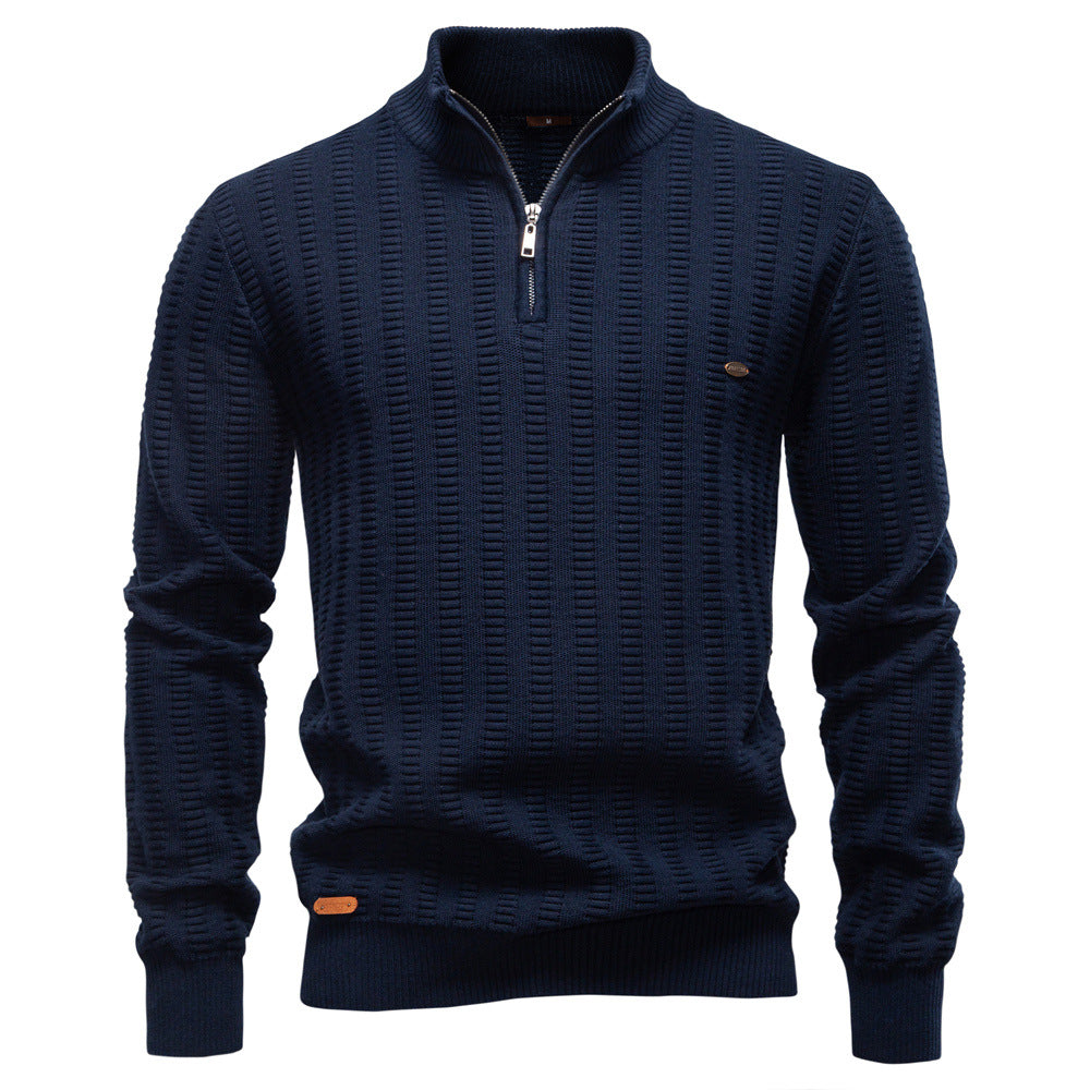 Striped Jacquard High Neck Sweater