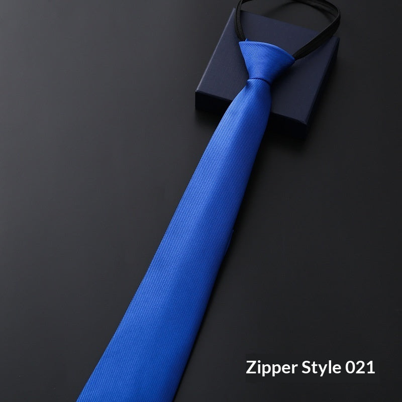Men's Blue Striped Business Zipper Tie