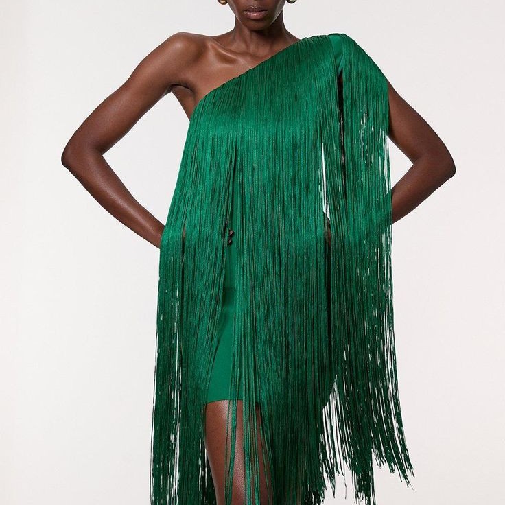Elegant Evening Dress with Fringe