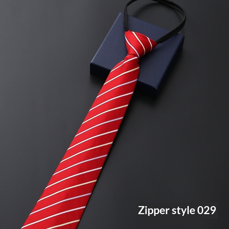 Men's Blue Striped Business Zipper Tie