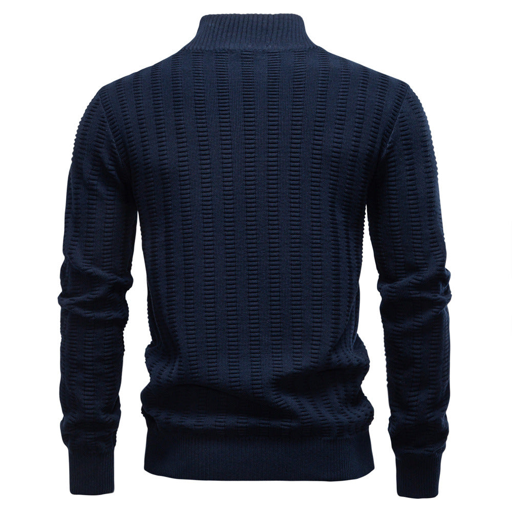 Striped Jacquard High Neck Sweater